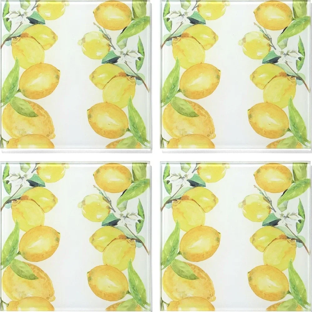 NWT American Atelier Glass Drink Coasters 4